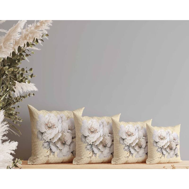 Magnolia Majesty Faux Suede Reversible Throw Pillow Pale and Yellow