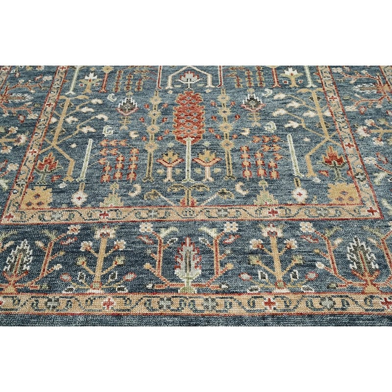 LoomBloom Slate Hand Knotted Traditional Oushak 100% Wool Area Rug