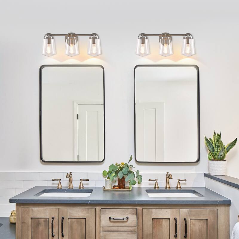22" Modern 3-Light Glass Bathroom Vanity Light Wall Sconce
