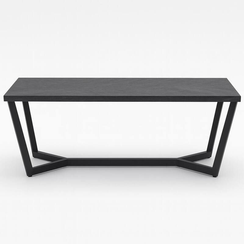 Strata Orion Coffee Table Wood Top Metal Base Modern Accent Table - Black