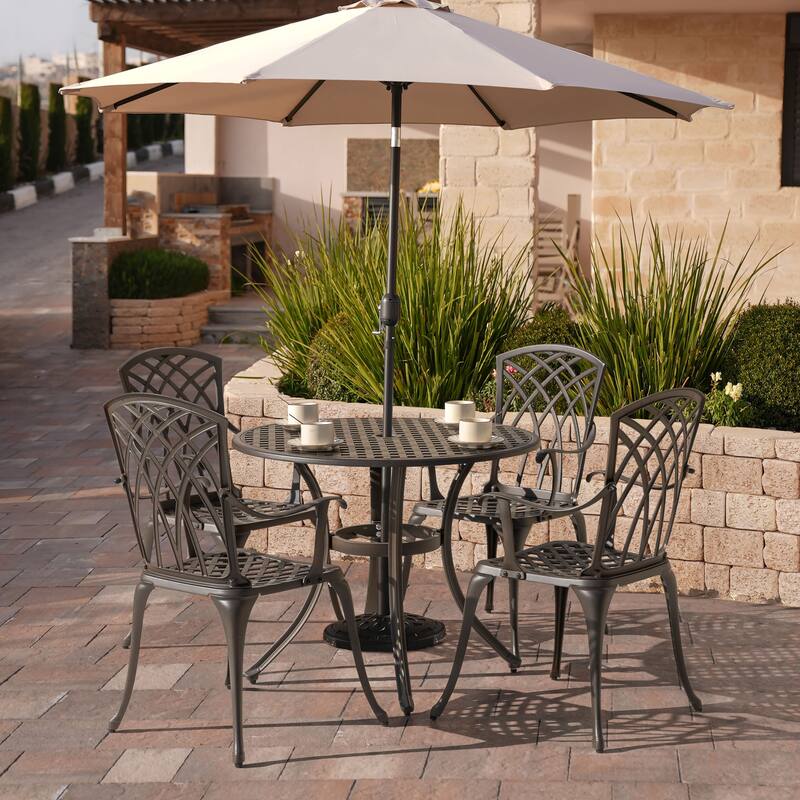 NUU GARDEN 5-piece Antique Bronze Cast Aluminum Patio Dining Set