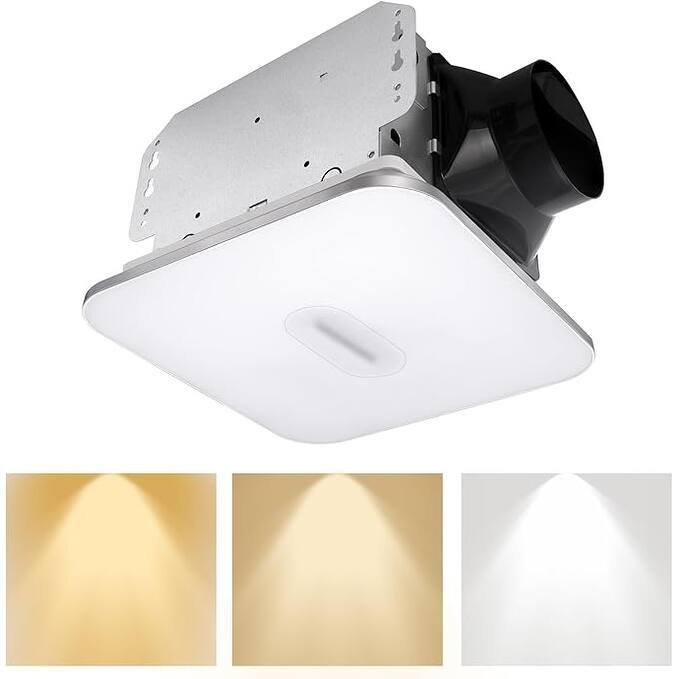 90 CFM Bathroom Fan with Light 1.5 Sones Exhaust Fan Nightlight Included - Silver