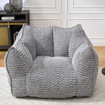 Chenille Square Bean Bag Chair, High Resilience Foam Lounge Chair, Cozy Aldult Lazy Sofa with Curved Armrests and Backrest