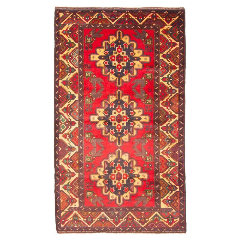 ECARPETGALLERY Hand-knotted Teimani Red Wool Rug - 3'10 x 6'8