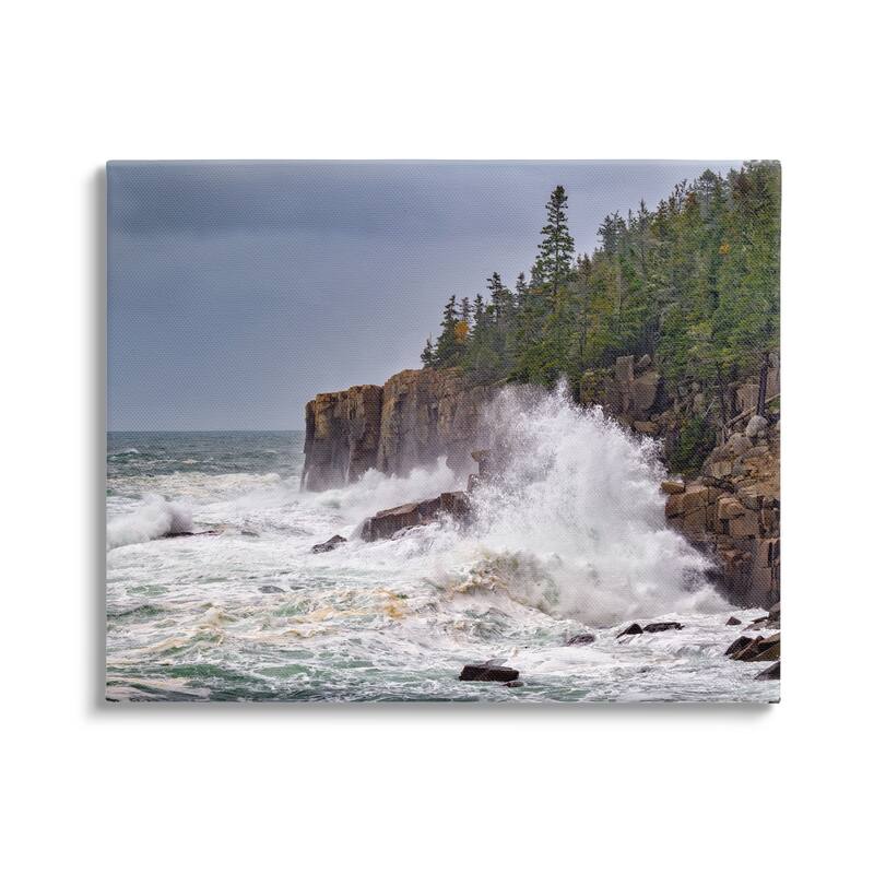Stupell Crashing Ocean Waves Cliff Wall Canvas Wall Art by Rick Berk - 20 x 16