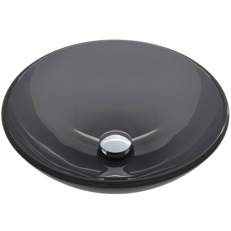 VIGO Giovanni 17"L x 17"W x 6"H Glass Round Vessel Bathroom Sink - Sheer Black