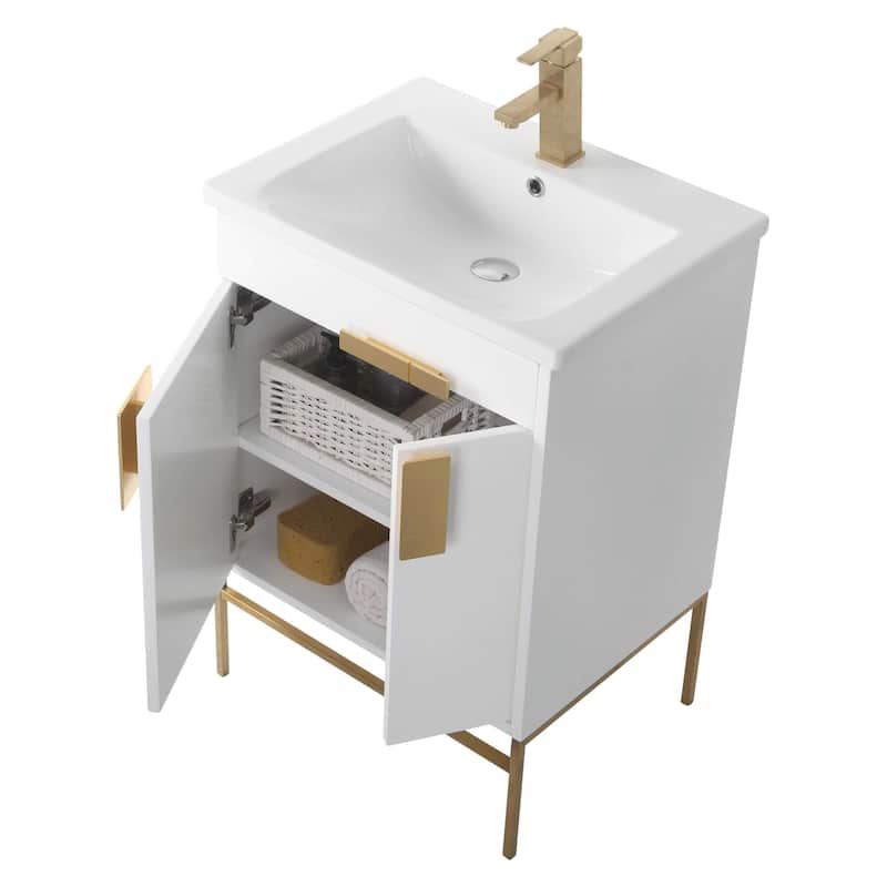 24-inch Modern Bathroom Vanity Set w/ Vitreous China Sink Top
