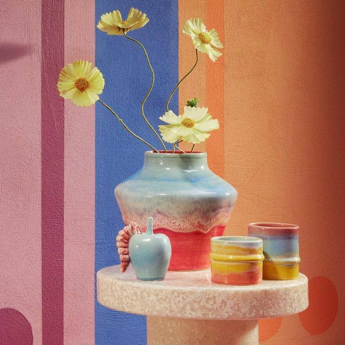 Kähler Poppery Mug, Pink/Mint/Yellow - V: 9.1 oz