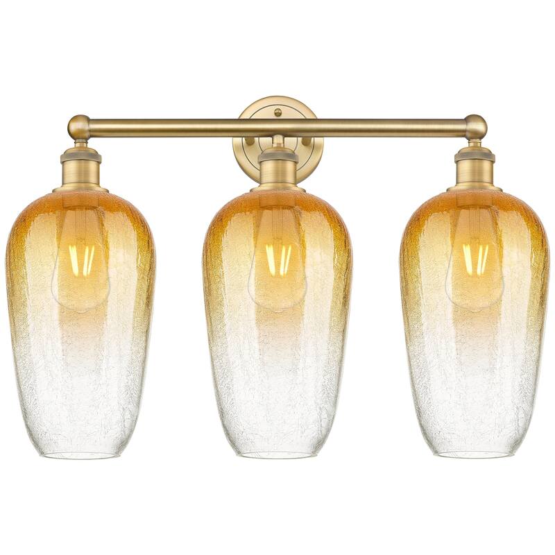 Innovations Lighting 616-3W-18-25 Brookhaven Flute Vanity Brookhaven - Brushed Brass / Amber