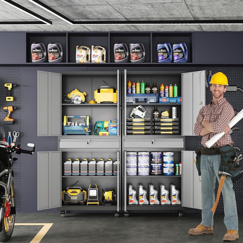 Steel Garage Storage Cabinet Rolling Tool Storage Cabinet with Adjustable Shelves
