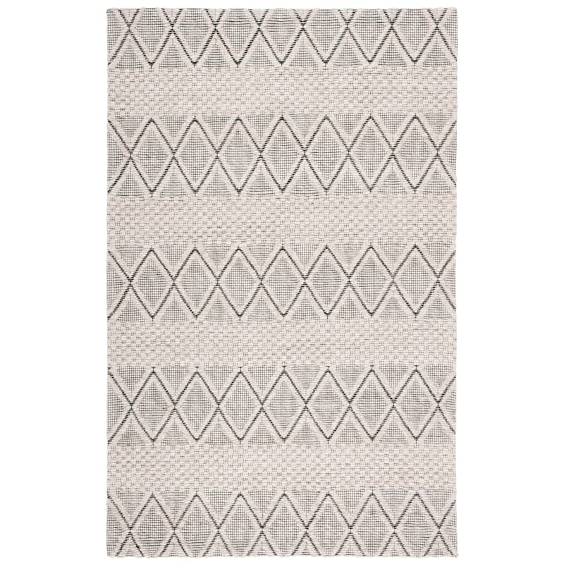 SAFAVIEH Handmade Marbella Blair Wool Rug - 6' Square - Silver/Black
