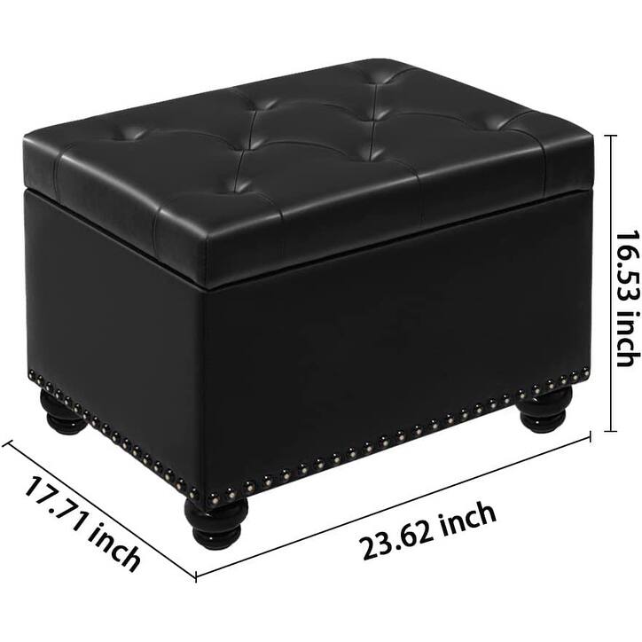 24" or 18" modern Tufted Storage Ottoman Bench, Rectangular Footstool