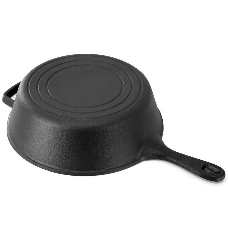 MegaChef 10.5 Inch 2-in-1 Pre-Seasoned Cast Iron Skillet and Fry Pan Set