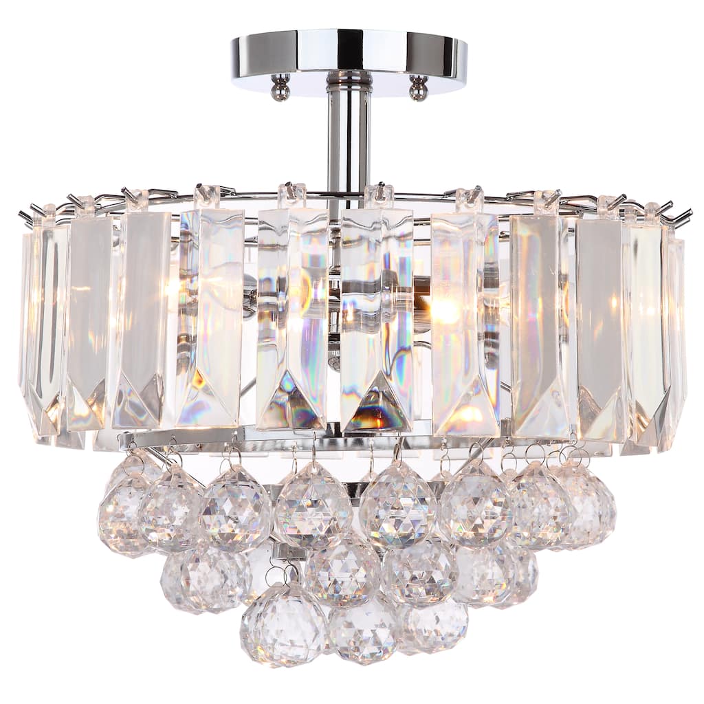 SAFAVIEH Lighting Vaxcel 3-light Chrome Acrylic Flush Mount - 14"W x 14"D x 12"H