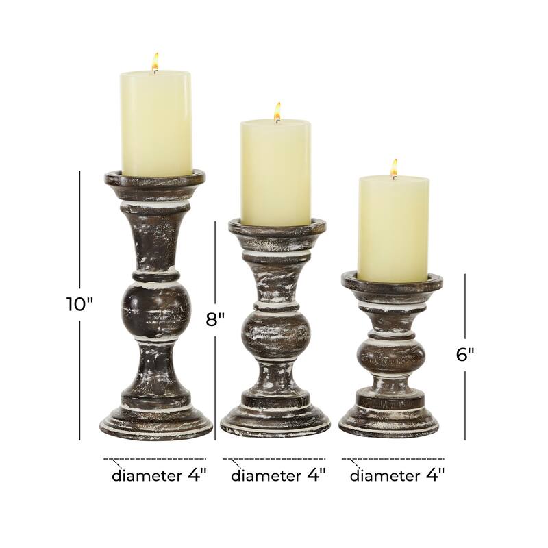 Wood Country Cottage Candle Holder (Set of 3)