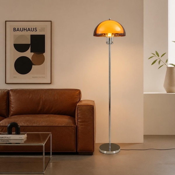 Mid-Century Modern Acrylic Mushroom Floor Lamp with Dual Shade