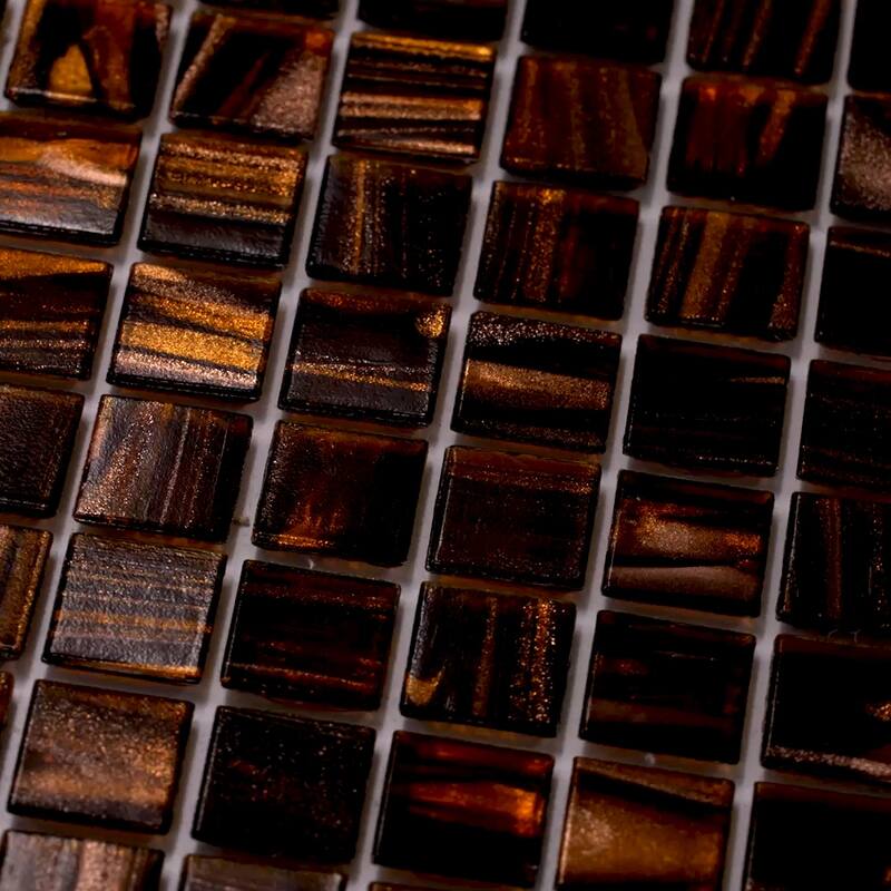 Apollo tile 12" x 12" Celestial Glossy Brown Gold Glass Tile (20 sq ft/case) - 20 Pack
