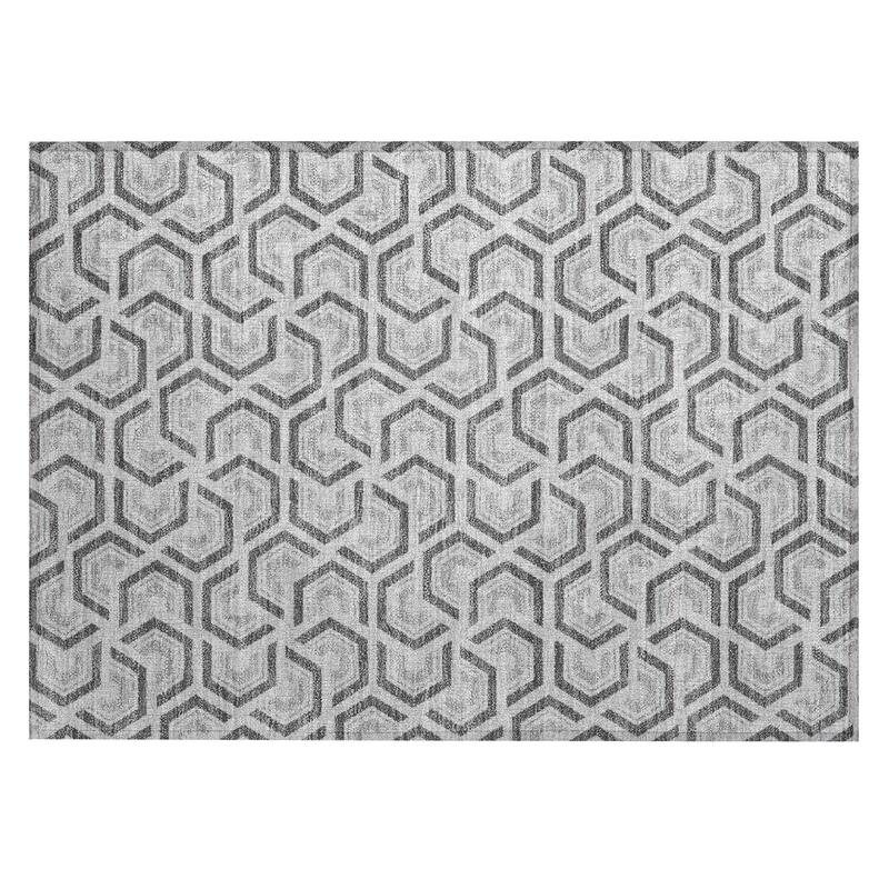 Machine Washable Indoor/ Outdoor Modern Zoa Chantille Rug