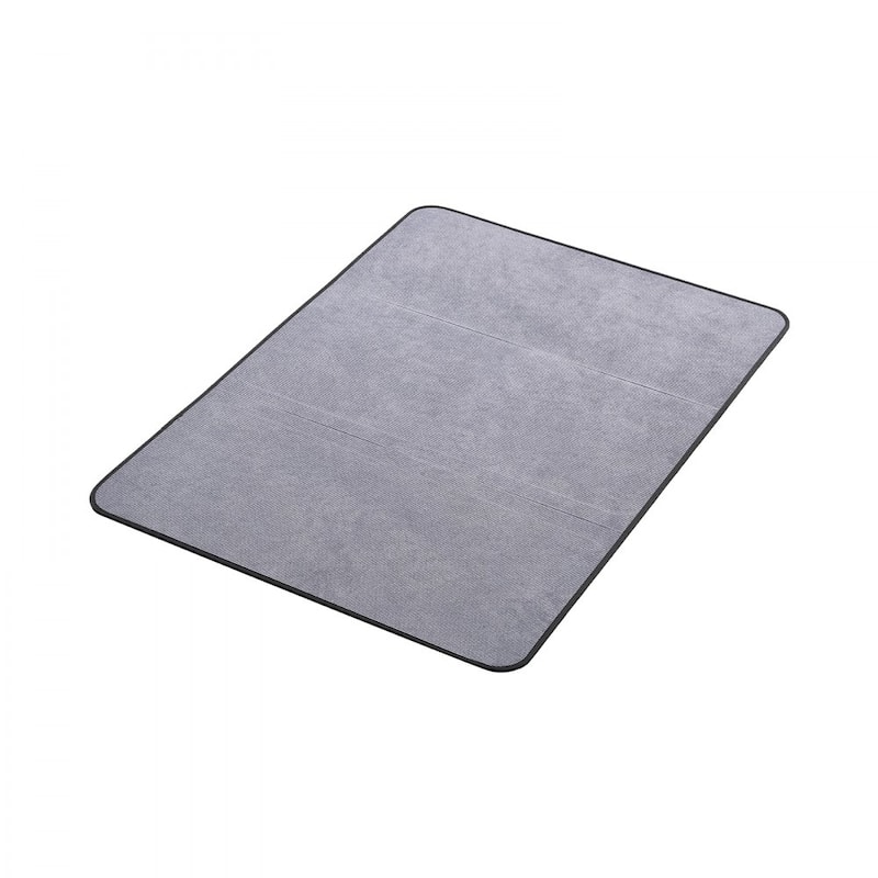 Grey Corduroy Gaming Chair Mat 36x48 in Non-Slip Floor Protector