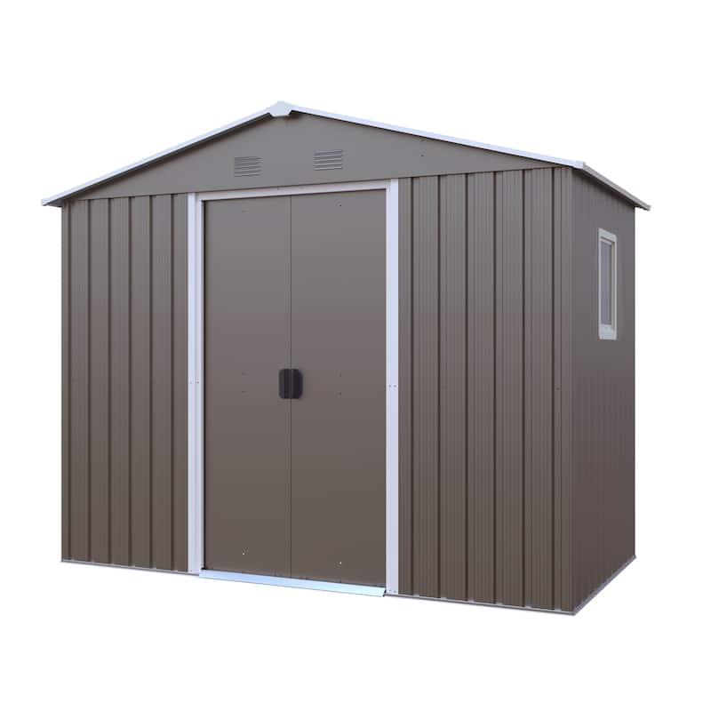 GDF Studio - Verdell Outdoor Metal Storage Shed with Window and Metal Foundation