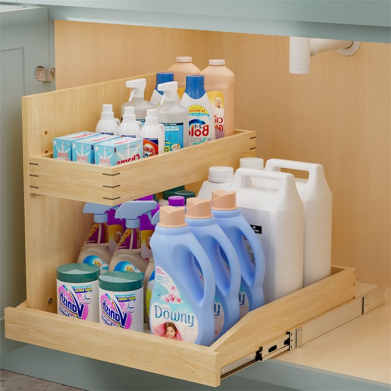19.5-in W x 18.55-in H x 20.98-in D 2-Tier Cabinet Wood Pull-out Under-sink Organizer