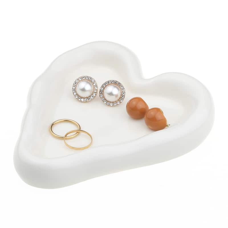 Ceramic Jewelry Tray, Decorative Trinket Ring Dish for Organizing Earrings Necklaces Bracelets - 15.5*13.5*2.5cm