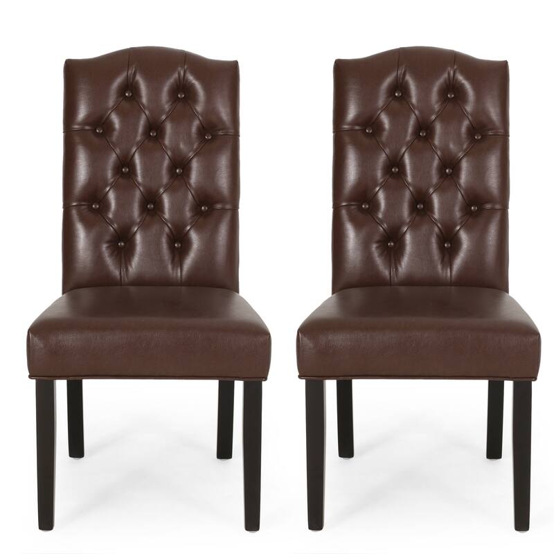 Harriet Contemporary Tufted Faux Leather Dining Chairs (Set of 2) by Christopher Knight Home - 21.50" L x 25.75" W x 41.50" H