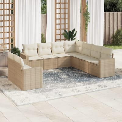 vidaXL Garden Sofa Set Beige PE rattan, powder-coated steel Large - 24.4 x 25.8 x 27.2