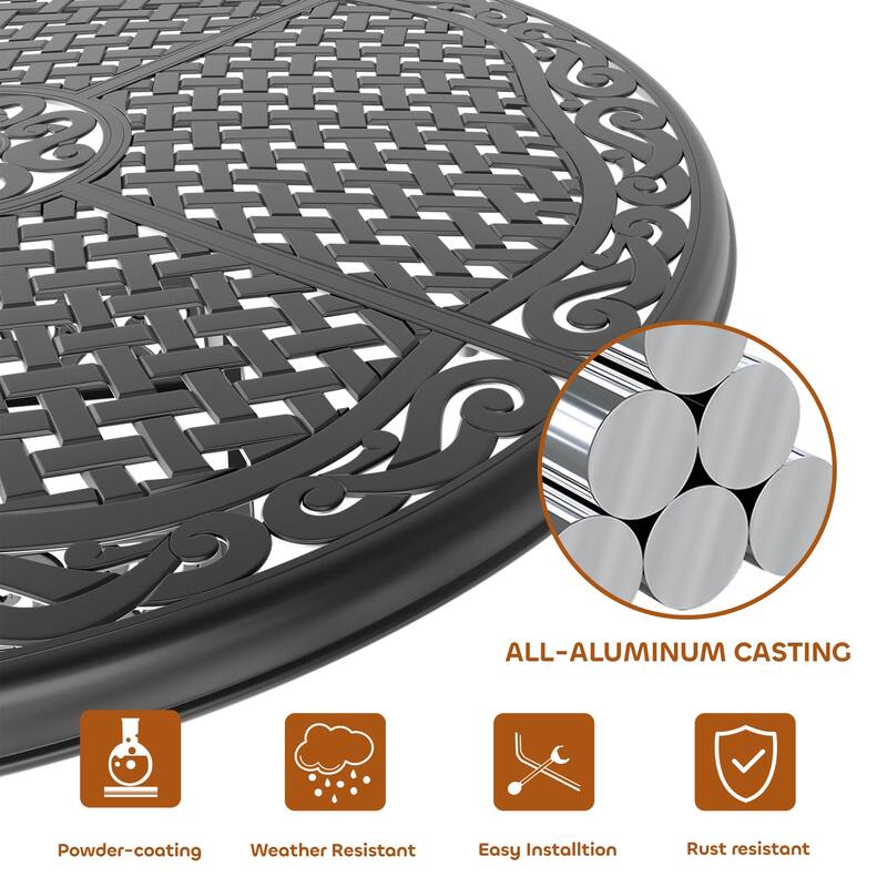 5/7-Piece Cast Aluminum Outdoor Dining Set with 48.03 in. Round Table and Random Color Cushions