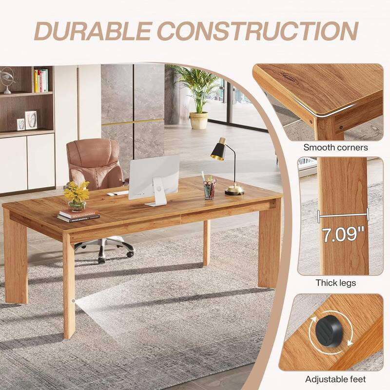 62.2-Inch Modern Computer Desk, Large Office Executive Desk for Home Office