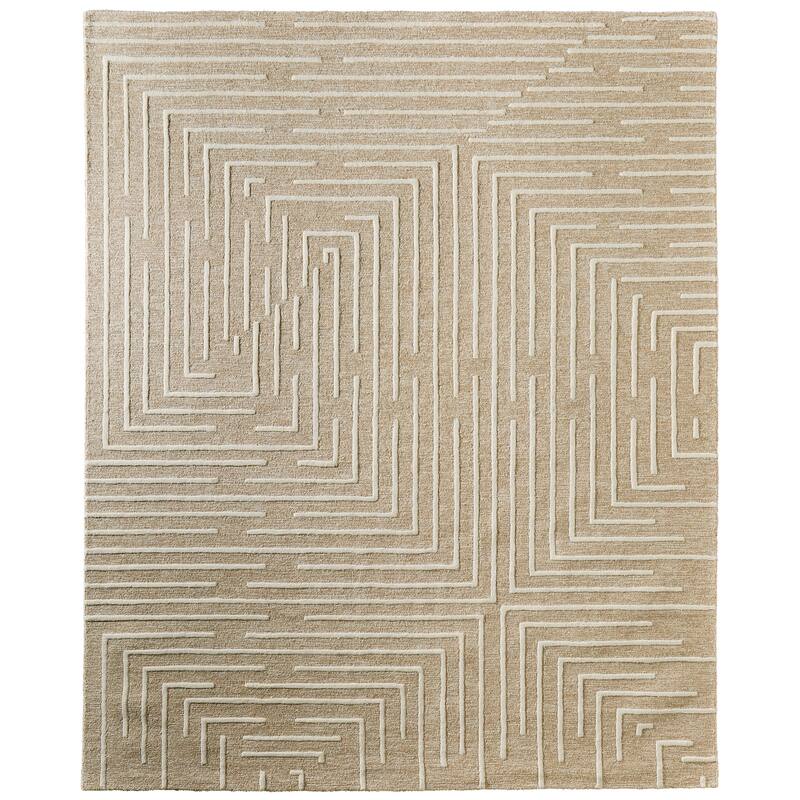 Grand Bazaar Alister Hand Tufted Geometric Transitional Area Rug - 8' x 10' - Taupe/Ivory