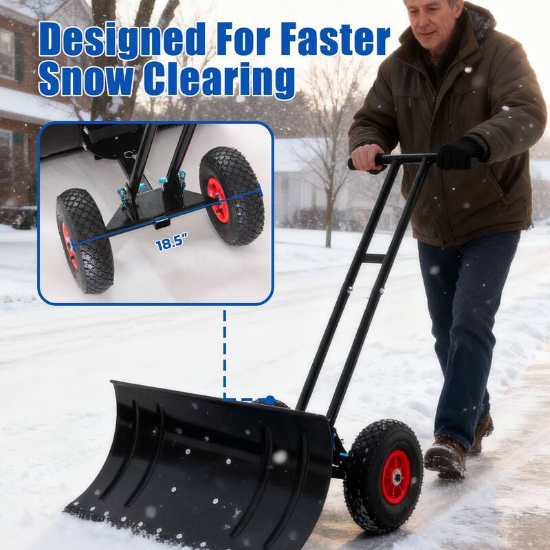 30 inch Heavy Duty Snow Shovel with Wheels - 30''