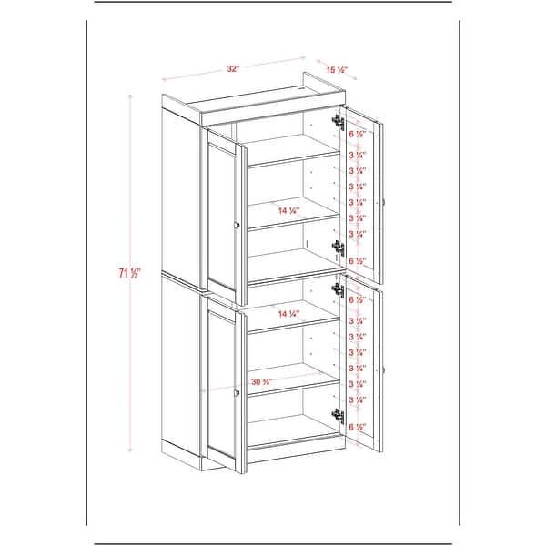 Palace Imports 100% Solid Wood 6-Shelf Bookcase with Solid Doors and Adjustable Shelves