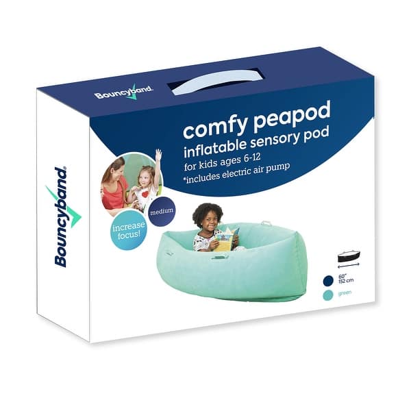 slide 2 of 5, Bouncyband Comfy Hugging Peapod Sensory Pod, 60", Ages 6-12 Up to 3-5'1" Tall, Green