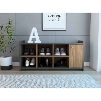 Entryway Shoe Rack Bench 6-Compartment Rectangle Organizer and Storage Benches for Hallway