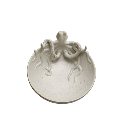 Stoneware Octopus Bowl with Reactive Glaze - 13.8"L x 11.8"W x 5.4"H - 13.8"L x 11.8"W x 5.4"H