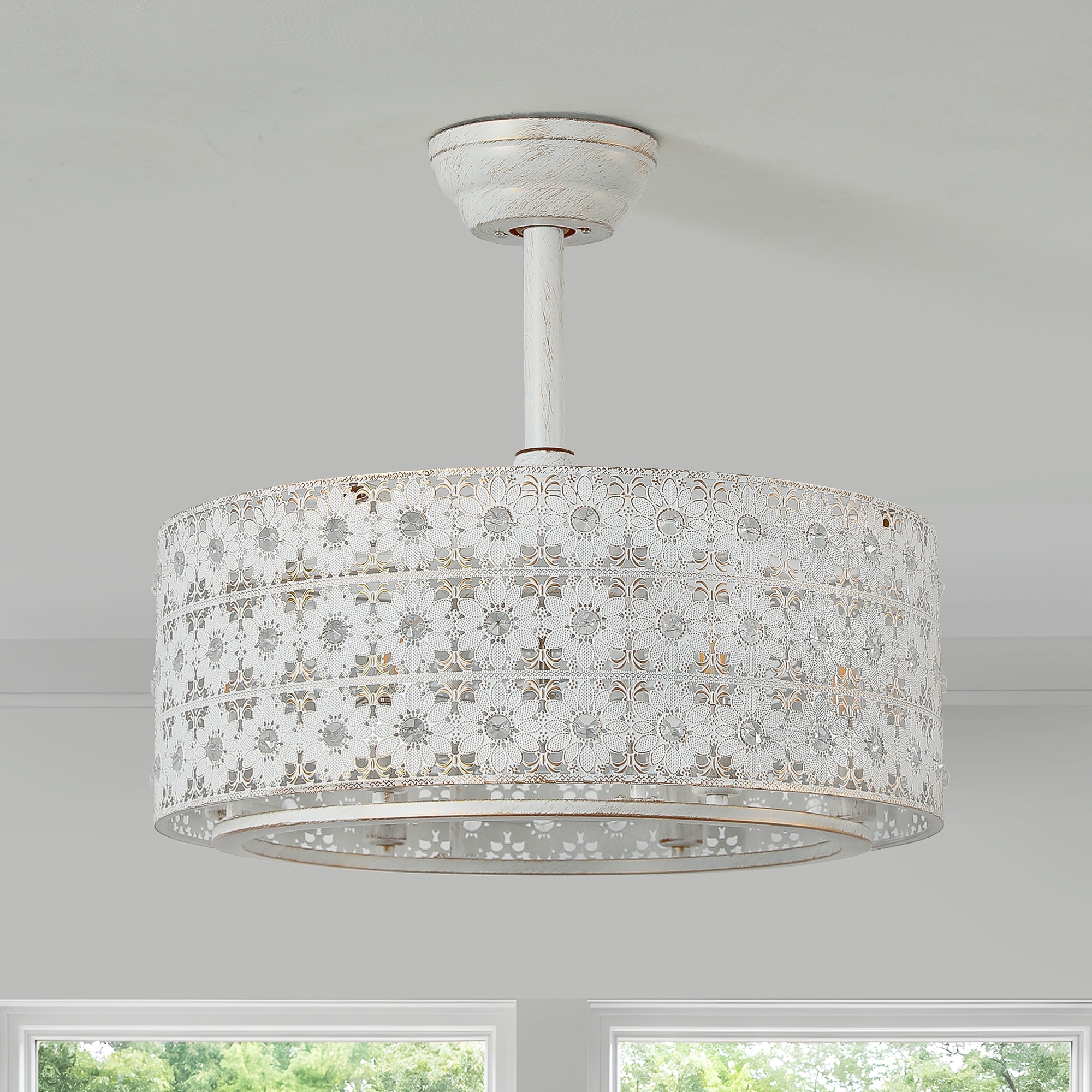 20" Caged Crystal Ceiling Fan With Remote Control