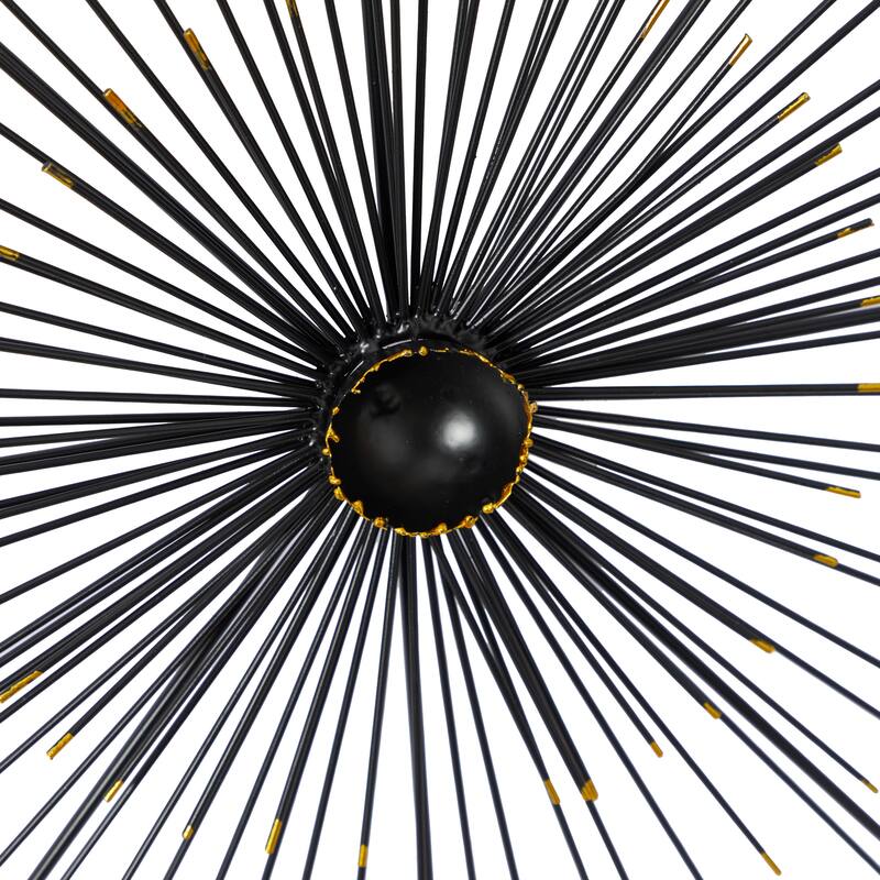 Black Metal Sea Urchin Starburst Wall Decor with Black Frame