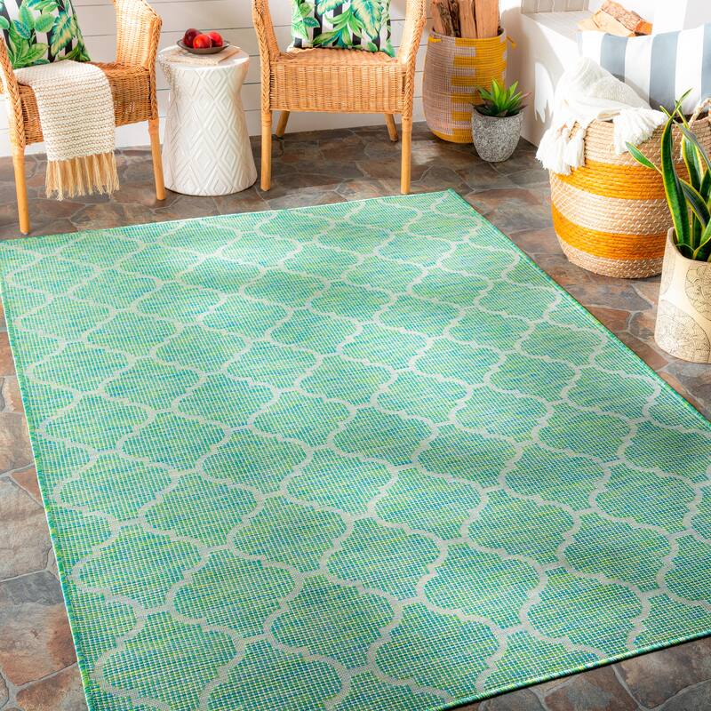 Artistic Weavers Asya Traditional Trellis Outdoor Area Rug - 5'1" x 7' - Light Green