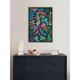Kate and Laurel Sylvie Tropical Toucan Framed Canvas by Rachel Lee