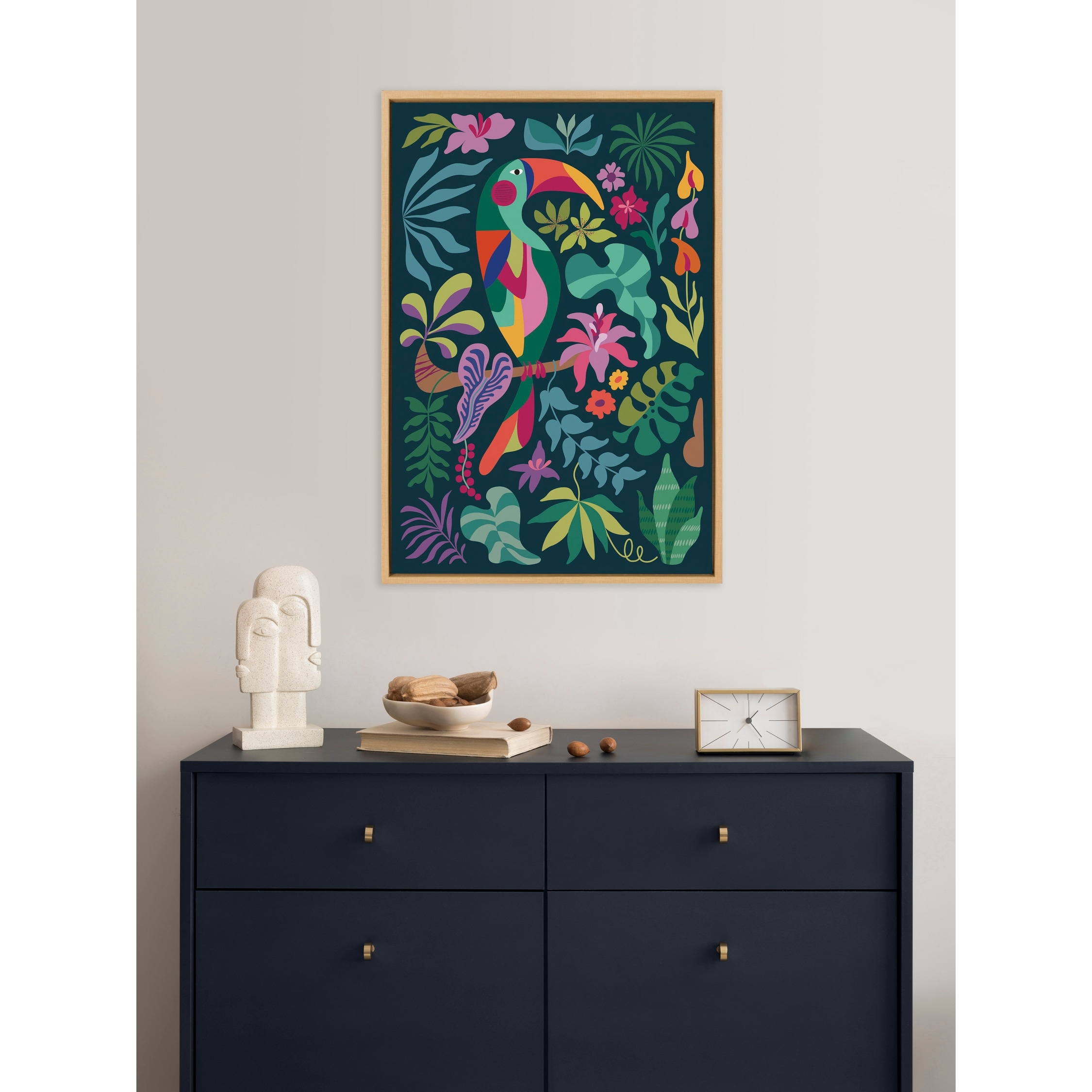 Kate and Laurel Sylvie Tropical Toucan Framed Canvas by Rachel Lee