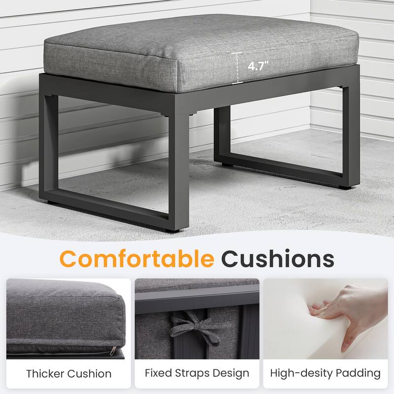 Metal Outdoor Ottoman with Cushion