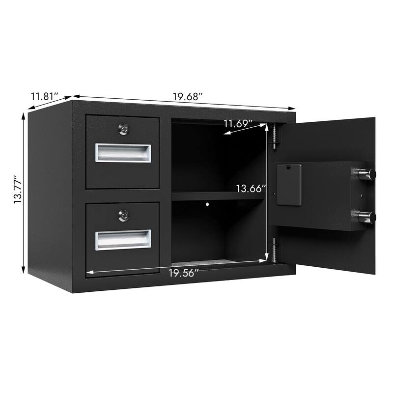 Steel Security Safe and Lock Box with Electronic Keypad - Secure Cash, Jewelry, ID Documents, Black,1.85 Cubic Feet