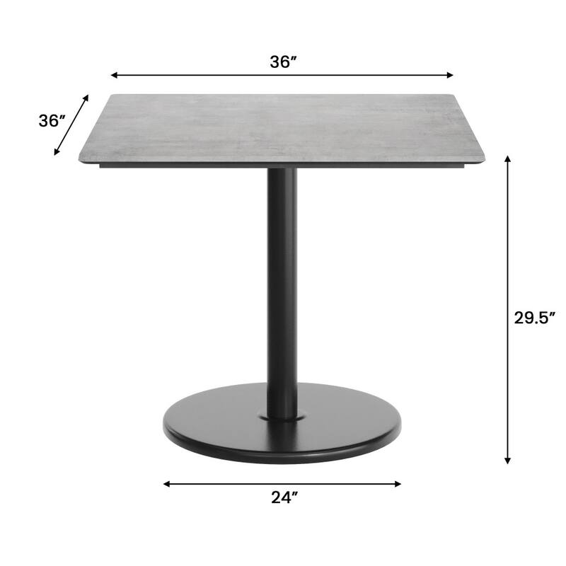 Commercial HPL Tabletop with Table Height Round Base - 36"W x 36"D x 29.5"H