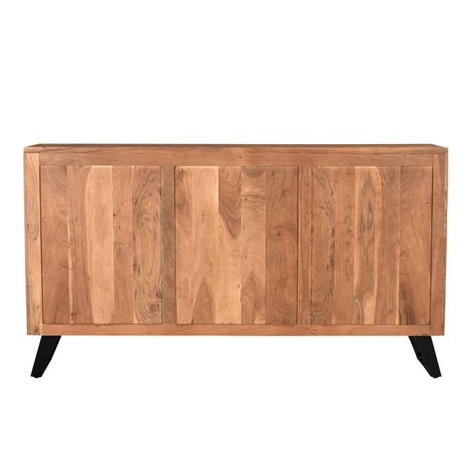 HomeRoots 69" Brown Solid Wood Live Edge Sideboard with Six Doors - 69.00 in. x 38.00 in. x 17.00 in.