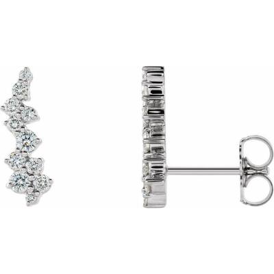 Curata 14k White Gold Polished 0.38 Carat Diamond Earrings Climbers