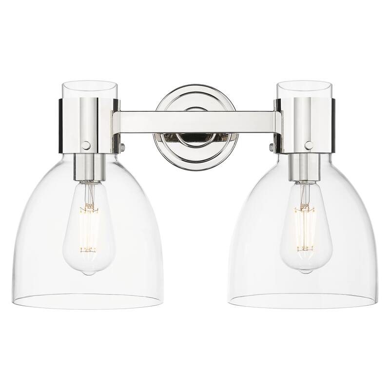Innovations Lighting Downtown Urban - Lawton Bell - 2 Light 16" Wall-Mounted Bath Vanity Light - Polished Nickel, Clear