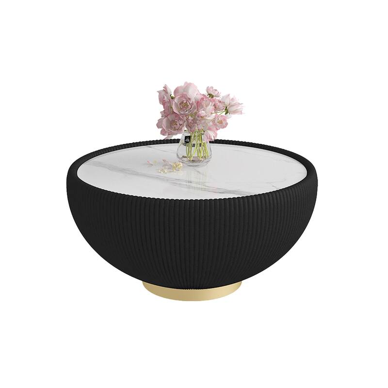 Light Marble Top Cup Shape Leather Coffee Table