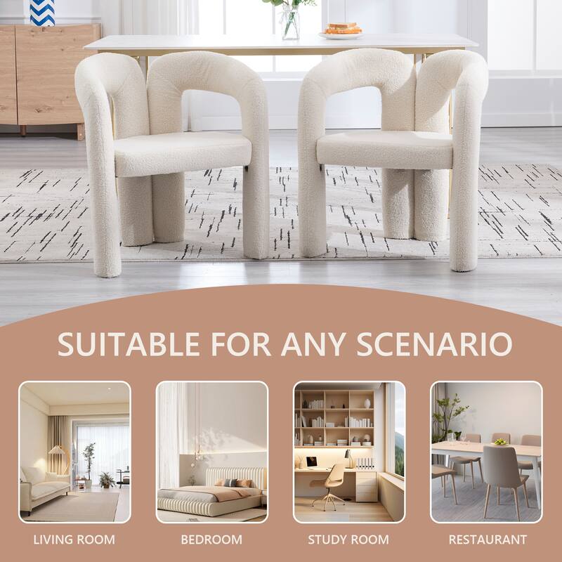 HOMEFUN Teddy Fabric Upholstered Wood Frame Contemporary Designed Dining Side Chair（set of 2）