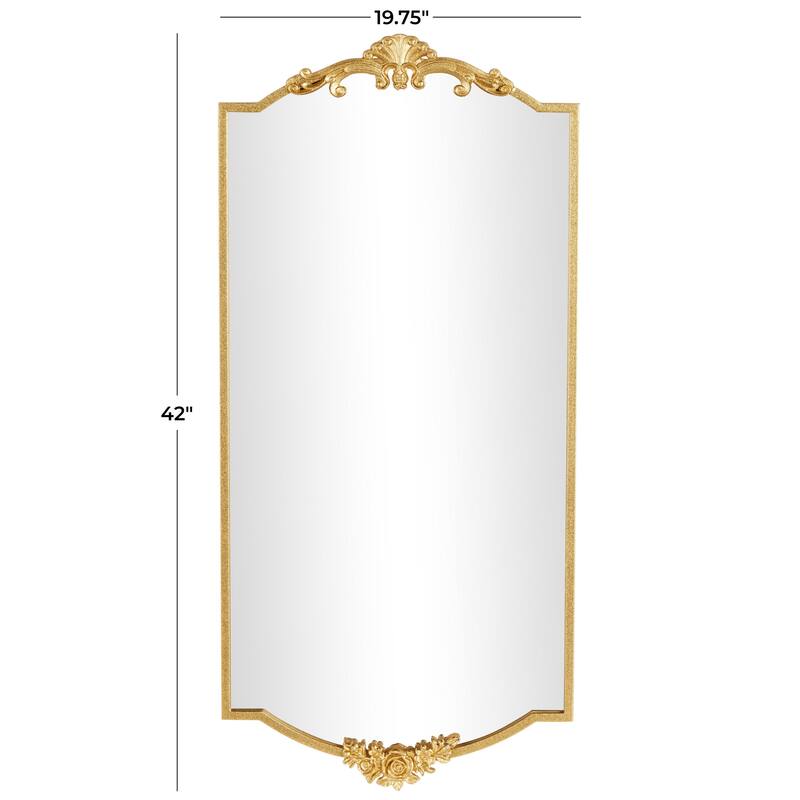 Metal Floral Room Wall Mirror with Floral Embellishments - Gold - Roche River Decor
